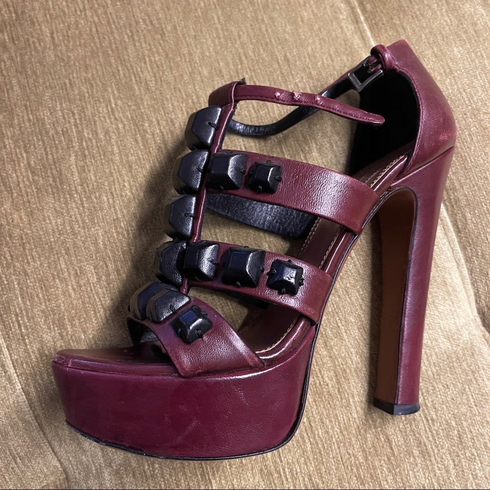 ALAIA Platform Burgundy Leather Sandals Sz 36 - Picture 2 of 6